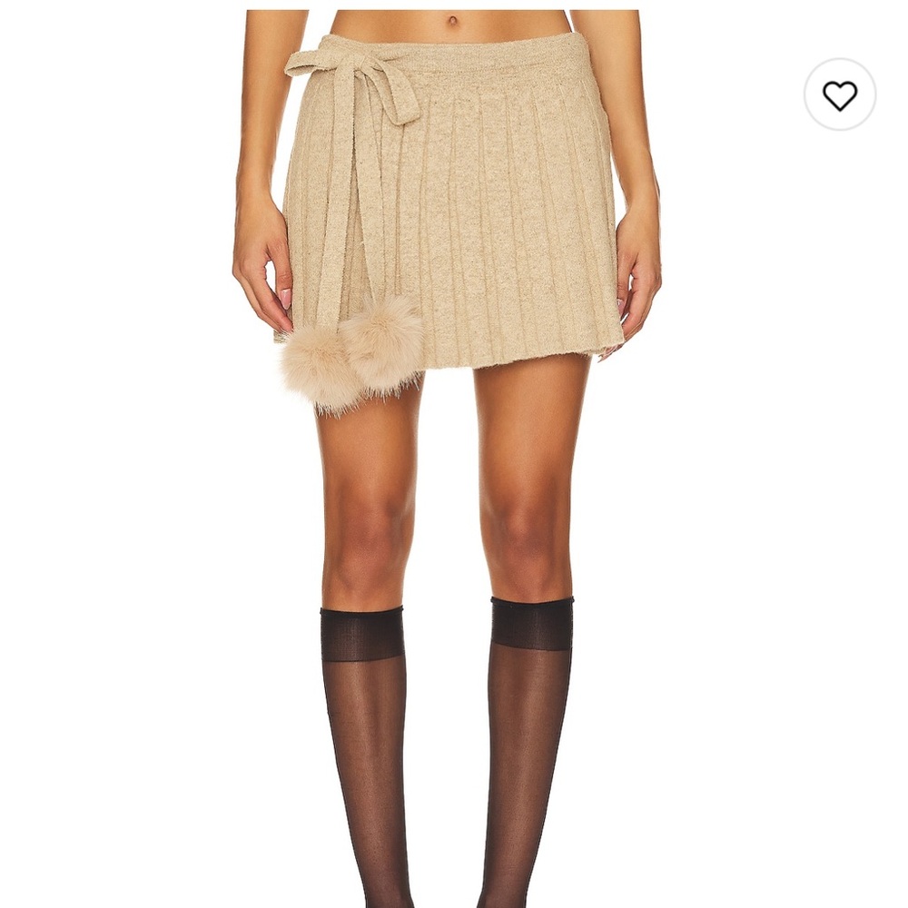 Elegant Tan Skirt with Fur Accents LOBA